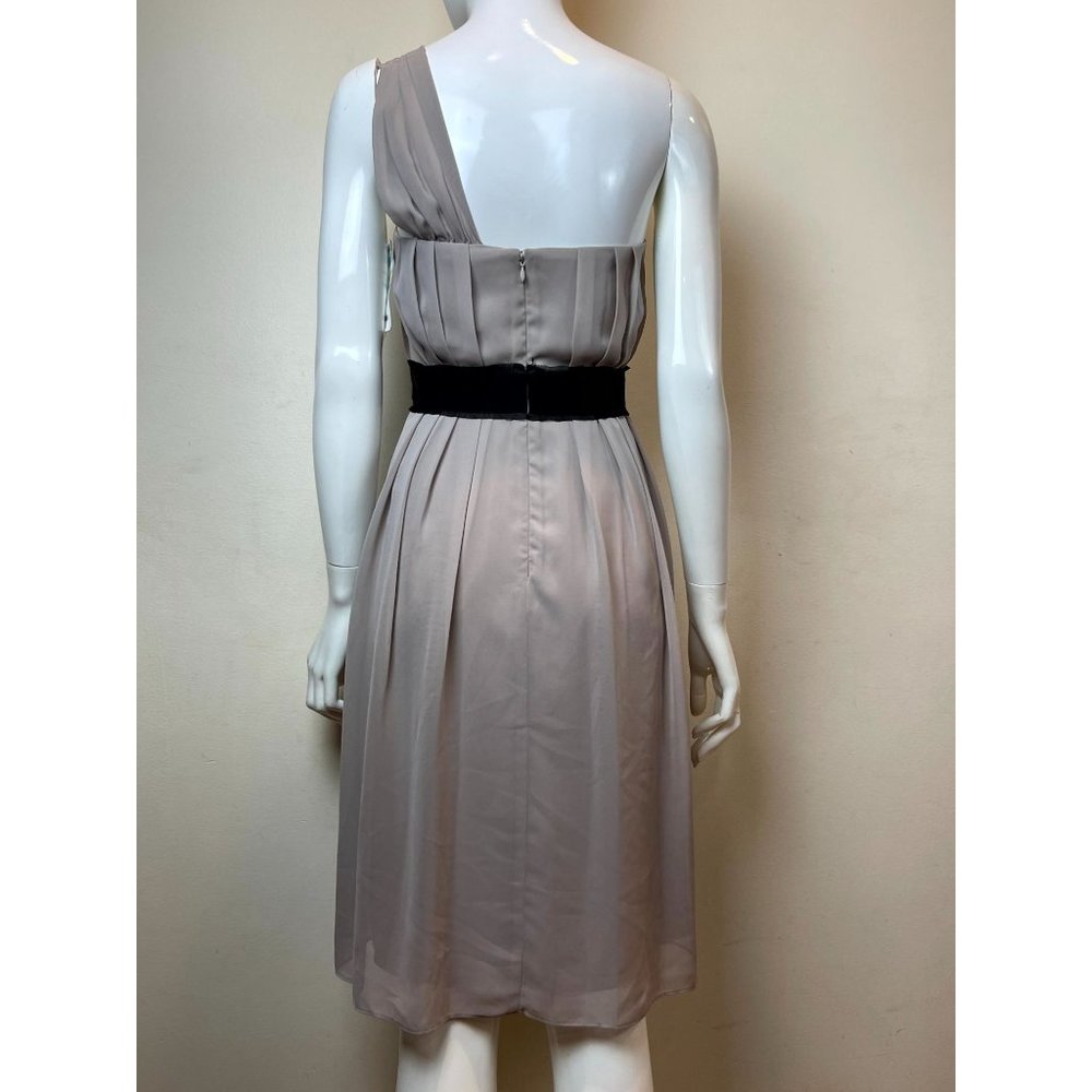 Max and Cleo Women's One Shoulder Chiffon Cocktail Party Mini Dress Taupe Size 4 - Picture 4 of 12